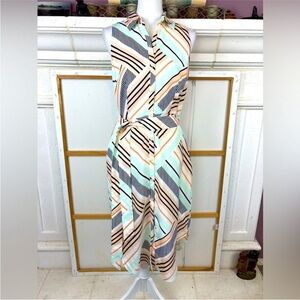 Ann Taylor NWOT Deco abstract print lined chiffon shirt dress w/matching belt